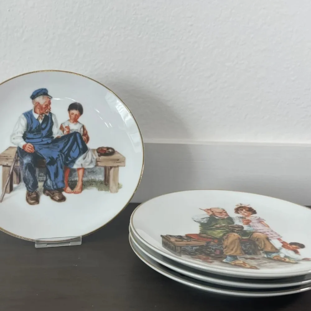 4 vintage Norman Rockwell collector plates